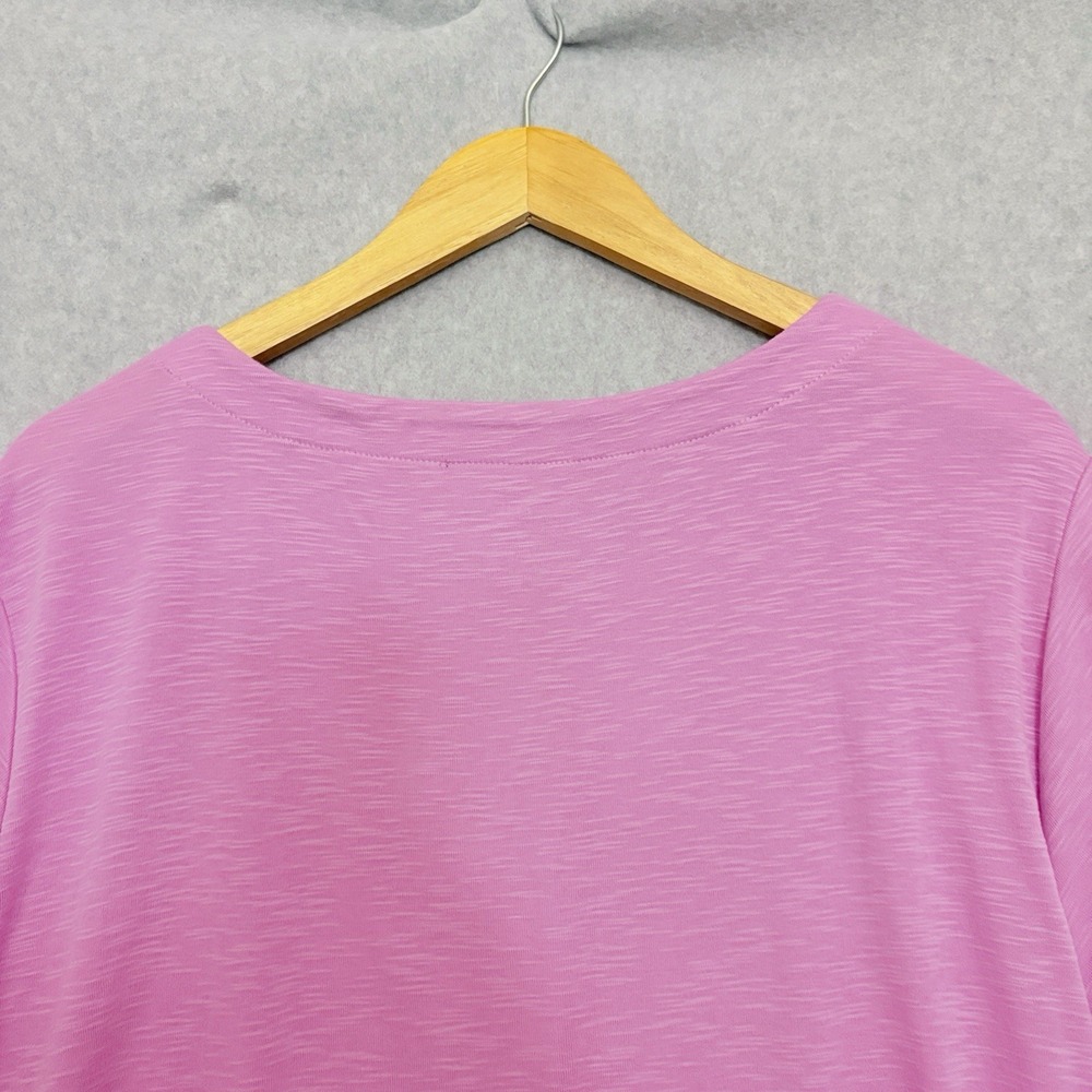 J Jill Pima Slub Elbow Sleeve Tee Sizes 2X Pink 100% Pima Cotton Top Casual - Picture 5 of 7
